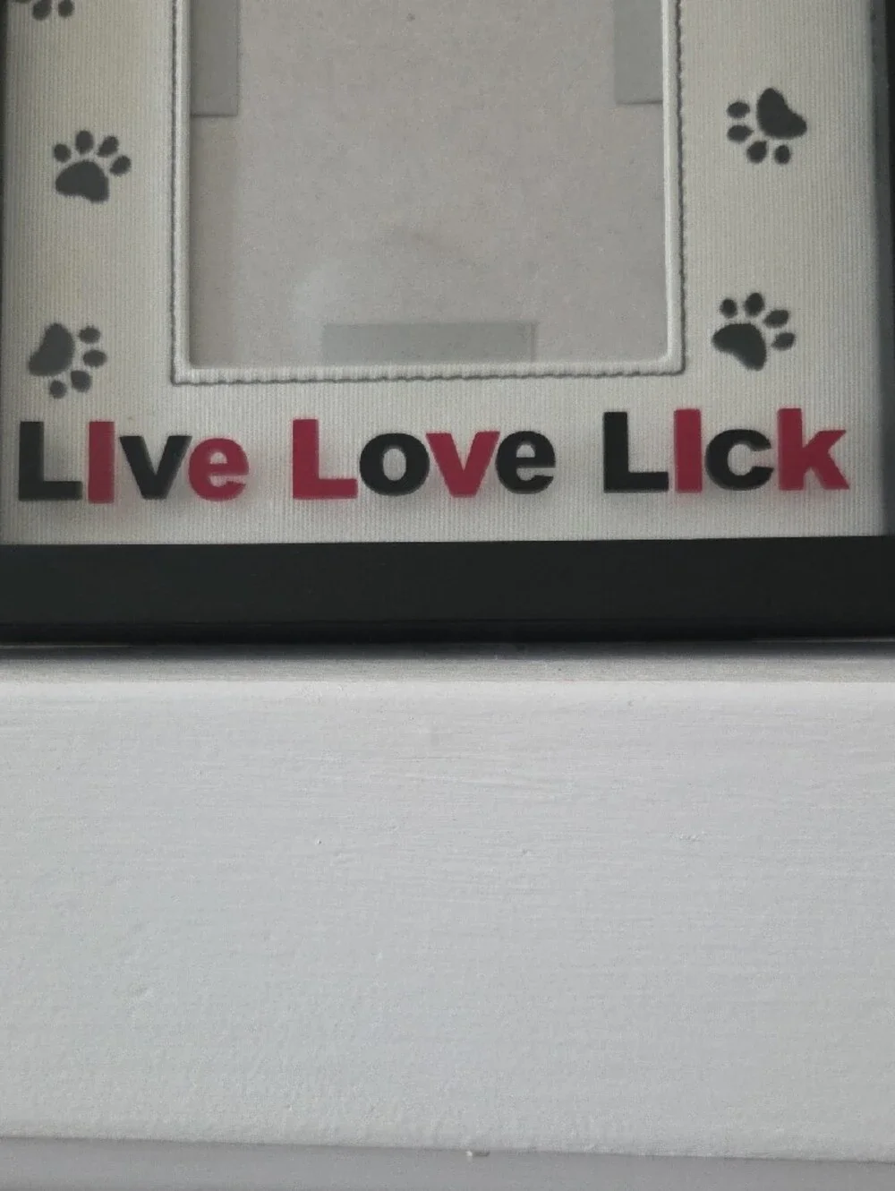 Live Love Lick Pawprint Photo Frame - Black & White with Red Accents